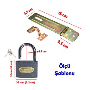 Sandık Kutu Askısı 35 Luk Menteşeli Kilit Aparatı Kilit 32 Mm Asma Kilit 2'li Set