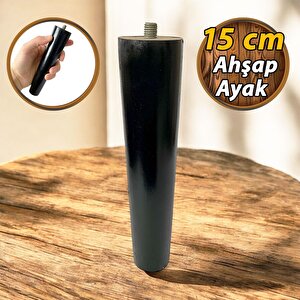 Ahşap Ayak Siyah 15 Cm Dolap Mobilya Koltuk Kanepe Destek Ayağı Ayakları Konik M8 Civatalı