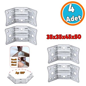 Açılı Köşe Birleştirme 135° Bağlantı Aparatı 4 Adet Mobilya Köşebent Sacı Gönye Metal 35x35x50 Mm