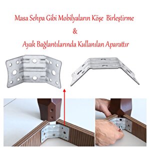 Açılı Köşe Birleştirme 135° Bağlantı Aparatı 4 Adet Mobilya Köşebent Sacı Gönye Metal 35x35x50 Mm