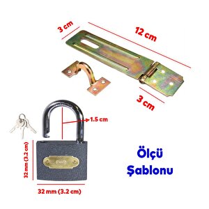 Sandık Kutu Askısı 30 Luk Menteşeli Kilit Aparatı Tosba Kilit 32 Mm 2'li Set Asma Kilit