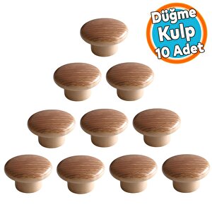 Mobilya Düğme Kulp Açık Ceviz Renk Mutfak Dolap Dolabı Çekmece Kulpu Kulbu Plastik Tek Vida 10 Adet