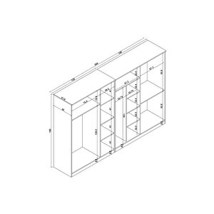Kardelen Serisi Atlantik Çam 7 Kapaklı 10 Raflı 4 Askılı Elbise Dolabı 260 Cm - Gardırop Seti