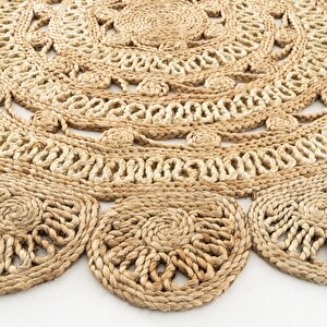 Cool Halı Stew Ca-105 Natural Beyaz Yuvarlak Jüt Halı El Dokuma Dekoratif Jüt Örgü Halı Jüt Kilim