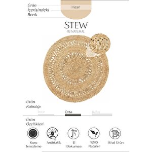 Stew Ca-112 Natural Yuvarlak Jüt Halı El Dokuma Hasır Dekoratif Jüt Örgü Halı Jüt Kilim 150x1500 cm