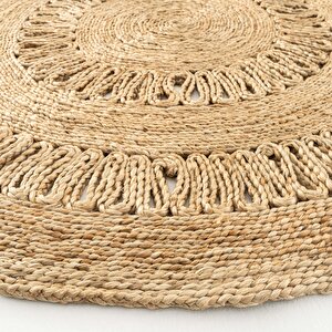 Cool Halı Stew Ca-112 Natural Yuvarlak Jüt Halı El Dokuma Hasır Dekoratif Jüt Örgü Halı Jüt Kilim