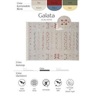 Galata 06 Bej Krem Salon Halısı İskandinav Halı Natural Bambu Halı El Dokuma Hol Halısı 130x190 cm
