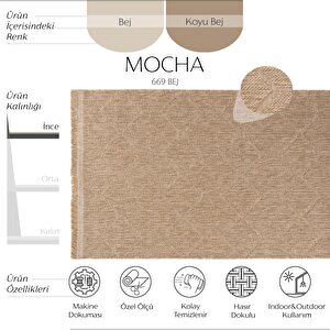 Mocha 669 Bej Halı Kilim Mutfak Koridor Yolluk Jüt Hasır Görünüm Dokuma Makine Halı 120x180 cm