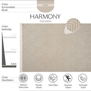 Harmony 1550 Vizon Yumuşak Dokulu Çocuk Odası Halısı Modern Salon Dokuma Makine Halısı 160x230 cm