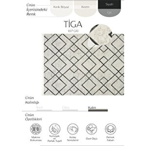 Tiga 1617 Gri Halı Yolluk Yatak Odası Halı Dokuma Salon Halısı Antre Koridor Halısı 160x200 cm