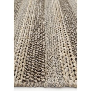 Cool Halı Naturals 1410 Gümüş Doğal Jüt Halı El Dokuma Hasır Halı Dekoratif Jüt Örgü Halı