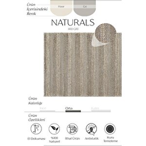 Naturals 1410 Gümüş Doğal Jüt Halı El Dokuma Hasır Halı Dekoratif Jüt Örgü Halı 120x180 cm
