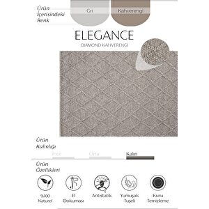 Elegance 01 Kahve Yün Halı Natural Salon Koridor Halı Yolluk El Dokuma Halı Örgü El Halısı 130x190 cm