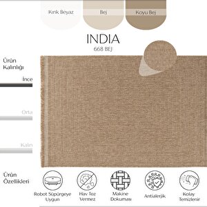Mocha 668 Bej Halı Kilim Salon Mutfak Koridor Yolluk Jüt Hasır Görünüm Dokuma Makine Halı 200x290 cm