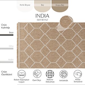 Mocha 669 Beyaz Katlama Hav Vermez Kolay Temizlenen Jüt Hasır Görünüm Modern Kesme Halı 120x200 cm