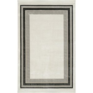 Pella 6815 Gri Krem Halı Oturma Odası Halısı Yatak Odası Klasik Çerçeveli Salon Halısı 160x230 cm