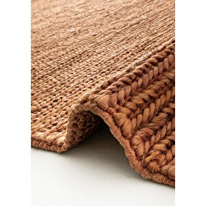Cool Halı Tessa Kiremit Jüt El Dokuma Doğal İplik Örgü Hasır Halı Naturel Jüt Kilim