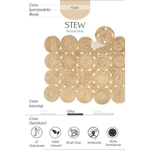 Stew Ca-104 Natural Doğal Jüt Halı El Dokuma Hasır Halı Dekoratif Jüt Vintage Jüt Kilim 170x240 cm