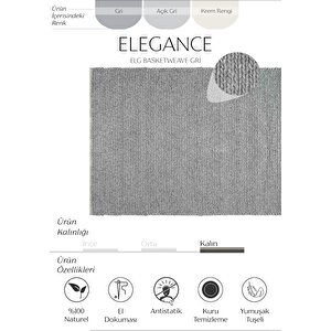 Elegance Gri Yün Halı Salon Halısı Antre Koridor Halı Yolluk El Dokuma Halı Örgü El Halısı 200x300 cm