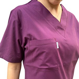 Formteks Kadın Hemşire Takım Likralı Mürdüm 3XL