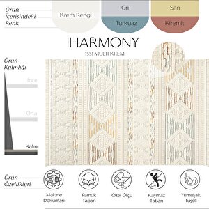 Harmony 1551 Multi Krem Yumuşak Dokulu Çocuk Odası Halısı Modern Dokuma Makine Halısı 120x180 cm