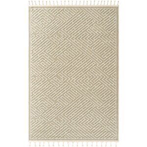 Elit 12 Bej Salon Halısı Bukle İskandinav Halı Yolluk Etnik Mutfak Halısı Koridor Halısı 100x250 cm