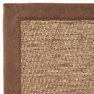 Cool Halı Milano 666 Kahve Bordürlü Hasır Dokulu Halı Kilim Salon Koridor Kesme Dokuma Makine Halısı