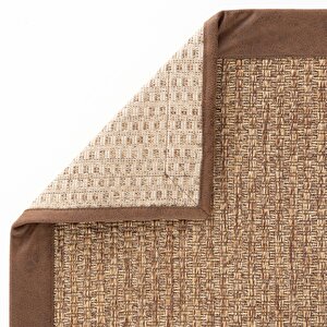Cool Halı Milano 666 Kahve Bordürlü Hasır Dokulu Halı Kilim Salon Koridor Kesme Dokuma Makine Halısı