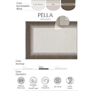 Pella 6817 Krem Halı Yolluk Kahverengi Oturma Odası Halısı Çerçeveli Salon Halısı 120x180 cm