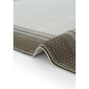 Cool Halı Pella 6817 Krem Halı Yolluk Kahverengi Oturma Odası Halısı Çerçeveli Salon Halısı