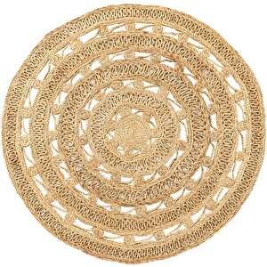 Stew Ca-106 Dhurrie Yuvarlak Jüt Halı El Dokuma Dekoratif Jüt Örgü Halı Natural Jüt Kilim 150x1500 cm