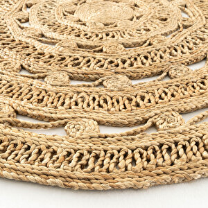 Cool Halı Stew Ca-106 Dhurrie Yuvarlak Jüt Halı El Dokuma Dekoratif Jüt Örgü Halı Natural Jüt Kilim