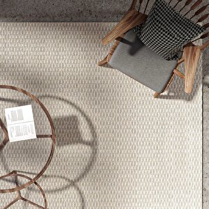 Milano 666 Krem Hasır Doku Halı Kilim Salon Mutfak Koridor Kesme Yolluk Dokuma Makine Halı 160x230 cm