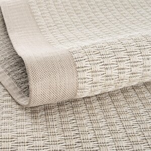 Cool Halı Milano 666 Krem Bordürlü Hasır Dokulu Halı Kilim Salon Koridor Kesme Dokuma Makine Halısı