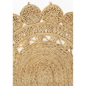Stew Ca-109 Natural Oval Jüt Halı El Dokuma Dekoratif Jüt Örgü Halı Vintage Jüt Kilim 170x240 cm