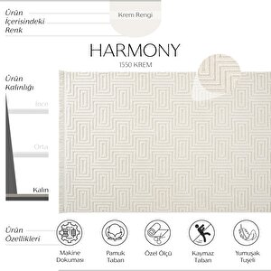 Harmony 1550 Krem Yumuşak Dokulu Çocuk Odası Halısı Modern Salon Dokuma Makine Halısı 160x230 cm