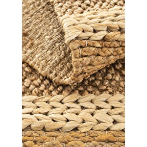 Cool Halı Naturals 1410 Natural Doğal Jüt Halı El Dokuma Hasır Halı Dekoratif Jüt Örgü Halı