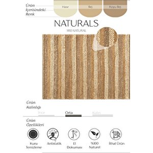 Naturals 1410 Natural Doğal Jüt Halı El Dokuma Hasır Halı Dekoratif Jüt Örgü Halı 120x180 cm