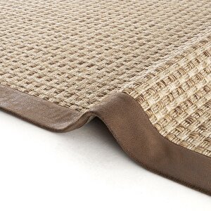 Cool Halı Milano 667 Kahve Bordürlü Hasır Dokulu Halı Kilim Salon Koridor Kesme Dokuma Makine Halısı