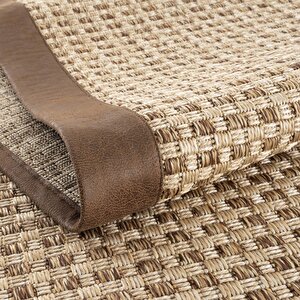 Cool Halı Milano 667 Kahve Bordürlü Hasır Dokulu Halı Kilim Salon Koridor Kesme Dokuma Makine Halısı