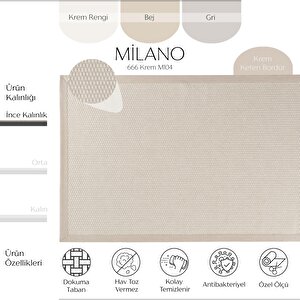 Milano 666 Krem Bordürlü Hasır Dokulu Halı Kilim Salon Koridor Kesme Dokuma Makine Halısı 100x500 cm