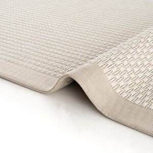 Cool Halı Milano 666 Krem Bordürlü Hasır Dokulu Halı Kilim Salon Koridor Kesme Dokuma Makine Halısı