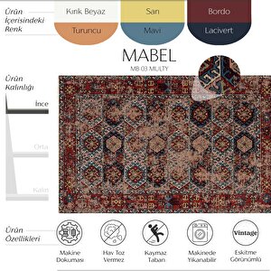 Mabel Mb 03 Multy Anadolu Kilim Kaymaz Taban Yıkanabilir Vintage Dokuma Makine Halısı 120x180 cm