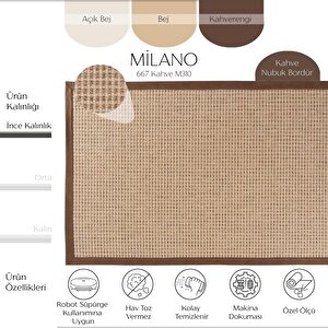 Milano 667 Kahve Bordürlü Hasır Dokulu Halı Kilim Salon Koridor Kesme Dokuma Makine Halısı 160x200 cm