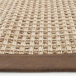 Cool Halı Milano 667 Kahve Bordürlü Hasır Dokulu Halı Kilim Salon Koridor Kesme Dokuma Makine Halısı