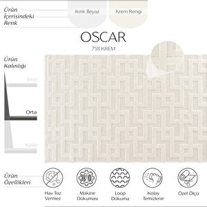 Oscar 7511 Krem Hav Toz Vermez Hasır Dokulu Salon Mutfak Koridor Halısı 120x350 cm