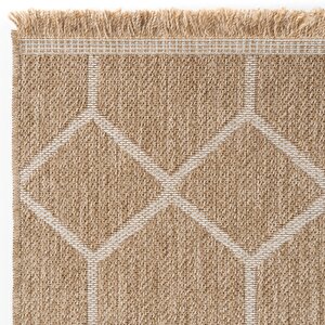 Mocha 669 Beyaz Halı Kilim Salon Koridor Yolluk Jüt Hasır Görünüm Dokuma Makine Halı 120x180 cm
