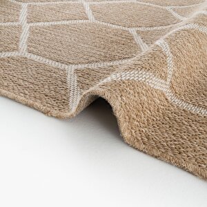 Cool Halı Mocha 669 Beyaz Halı Kilim Salon Koridor Yolluk Jüt Hasır Görünüm Dokuma Makine Halı