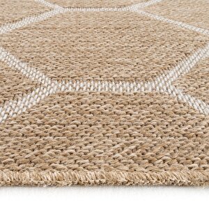 Cool Halı Mocha 669 Beyaz Halı Kilim Salon Koridor Yolluk Jüt Hasır Görünüm Dokuma Makine Halı