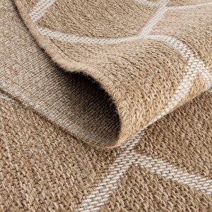 Cool Halı Mocha 669 Beyaz Halı Kilim Salon Koridor Yolluk Jüt Hasır Görünüm Dokuma Makine Halı